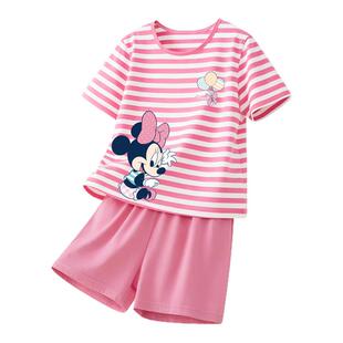 迪士尼儿童家居服纯棉a类大童短袖t恤2026新款夏装洋气女童睡衣C
