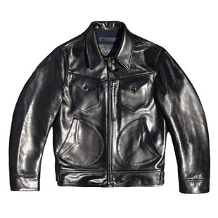 植鞣马皮！进口头层硬挺马皮真皮皮衣男门多萨四月亮兜皮夹克