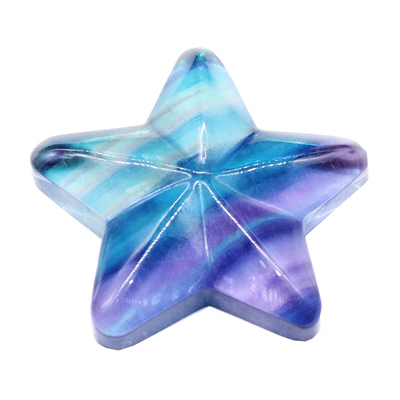 五角星天然水晶石头彩色萤石
