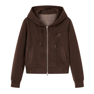 经典灰色卫衣女连帽抽绳设计MOFAN摩凡2025冬新款运动休闲短外套