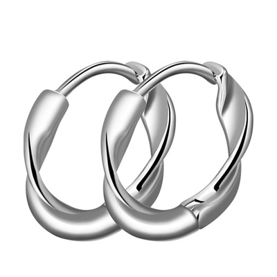 老银匠925耳圈简约光面女气质