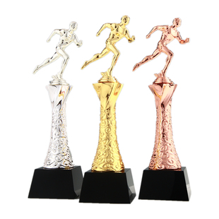 水晶奖杯定制跑步奖牌校运动会马拉松田径比赛颁奖金银铜冠亚季军