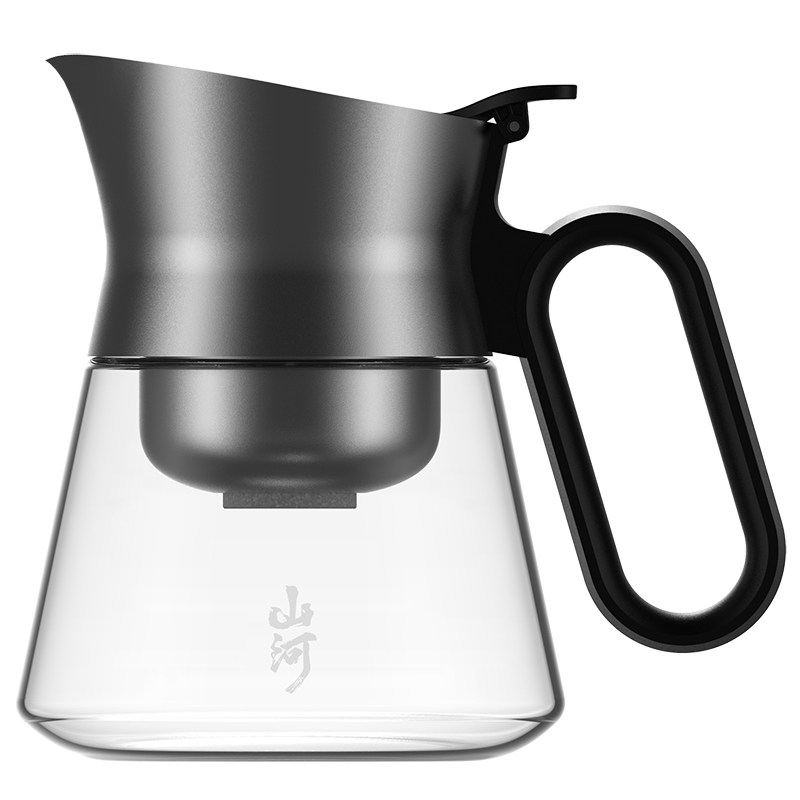 入一山河飘逸壶飘逸杯家用过滤茶具厚玻璃一键冲茶2025新款泡茶壶