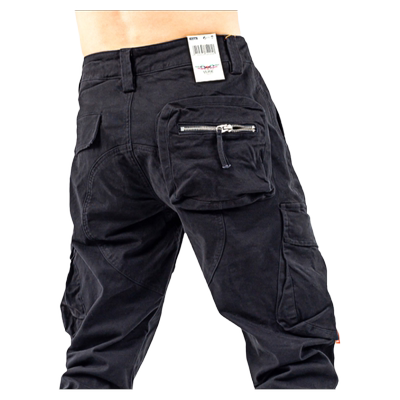美军风格纯黑色立体后袋工装裤