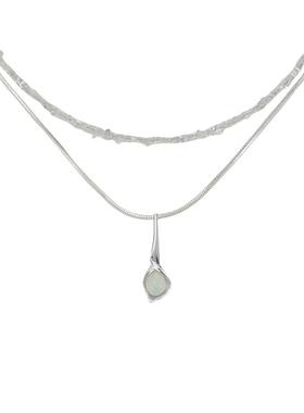 双层水滴锁骨链日常小众设计感