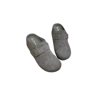 牛皮版~7cm内增高包头博肯鞋半拖鞋女2026新款厚底小个子勃肯半托