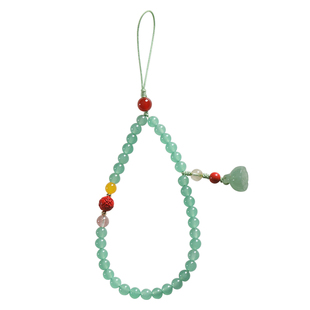 新款东陵玉手机壳挂件女精致天然绿玉石手机链高档手腕款串珠挂绳水晶朱红砂手机挂件中国风莲蓬手工编织吊坠