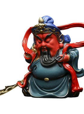陶瓷关公佛像伽蓝菩萨摆件武财神关羽镇宅求财开业乔迁礼品送朋友