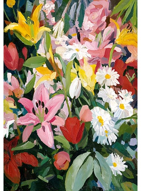 原创手绘花卉油画客厅挂画装饰