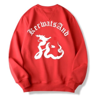 KERWATS可维斯品牌大码男女情侣无性别龙图案印花春秋新款卫衣