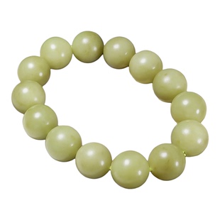 寓意财源滚滚 新疆和田玉且末若羌黄玉圆珠手链手串 重82.29克