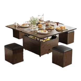 多功能岩板茶几组合秒变餐桌两用小户型创意升降折叠可移动免安装