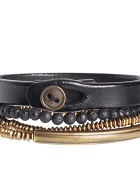 皮手链多层珠子简约情侣配饰