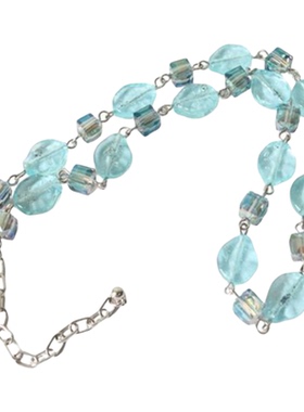 Vintage小众设计项链清新蓝色琉