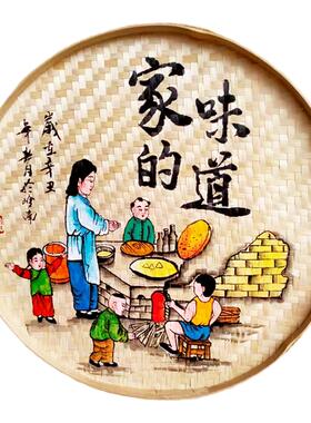 手绘簸箕装饰画挂件防水不易脱色