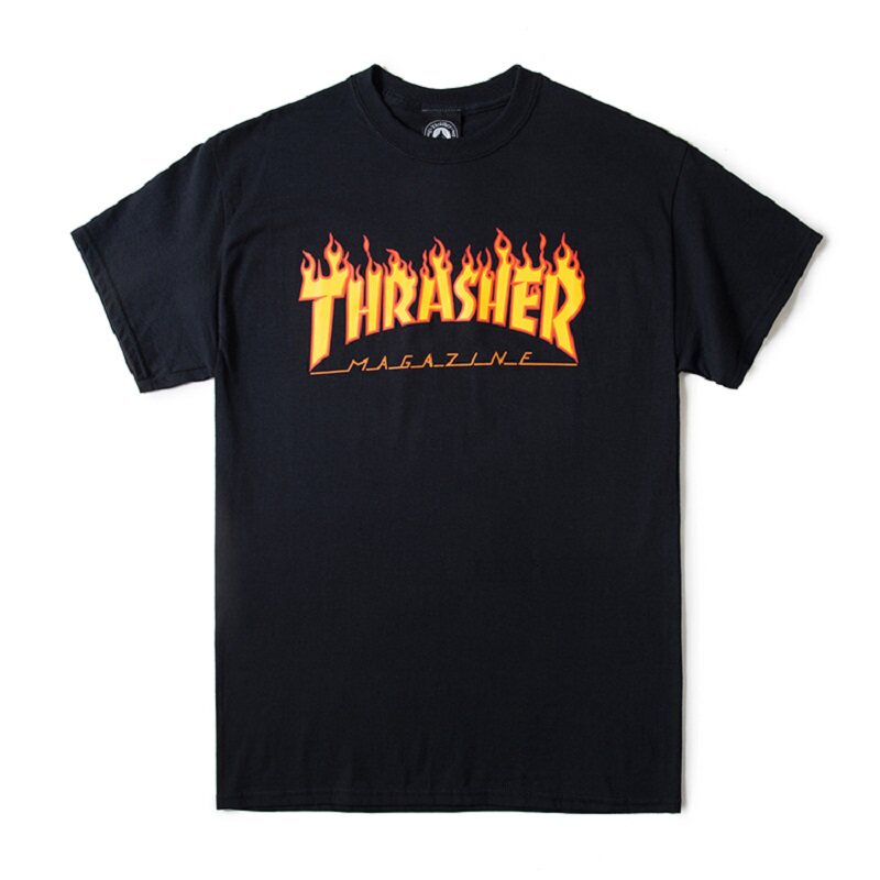 【海神】Thrasher  正品美版 基础字母火焰潮牌短袖T恤Tee 情侣