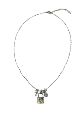 重工设计感花朵锁包吊坠项链女款