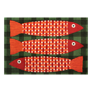 连年有鱼多巴胺色彩地毯客厅中古风防水防污书房卧室地垫可水洗