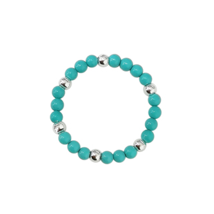 AMO春日野穹小众设计天然绿松石黑玛瑙戒指女细纯银串珠素圈指环