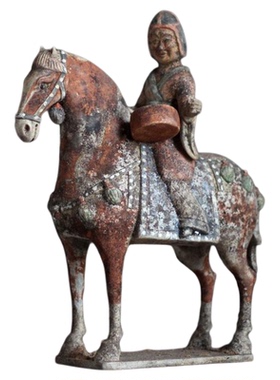 北魏北齐老物件陶马摆件彩绘陶器