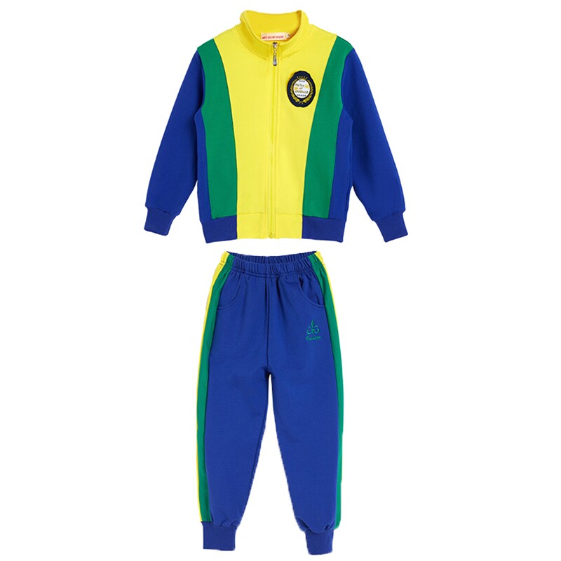 黄色小学生校服撞色长袖班服春秋老师运动服儿童幼儿园服表演套装