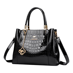 袋鼠真皮女包手提包斜挎包女式2025新款单肩包鳄鱼纹大容量包包女