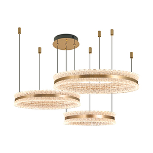 塔林轻奢别墅天鹅湖loft组合客厅圆环吊灯餐厅圆圈创意餐厅吊灯