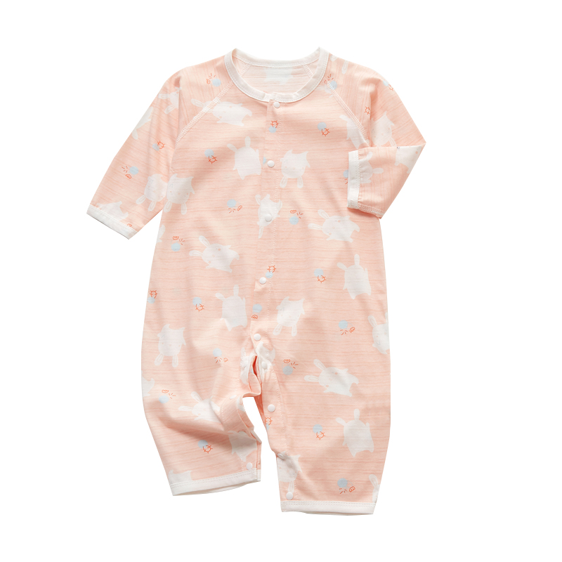 2件嬰兒夏裝衣服女寶寶連體衣夏季薄款長(zhǎng)袖空調(diào)服純棉男幼兒開(kāi)襠