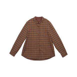 忘城A1148座/冬落/冬款纯棉色织磨毛加厚咖格翻领衬衫长袖衬衣女