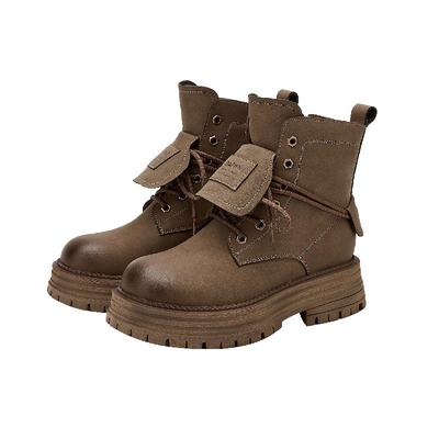 达芙妮女大黄靴潮流靴子马丁靴2025秋新款百搭爆款短靴休闲单靴