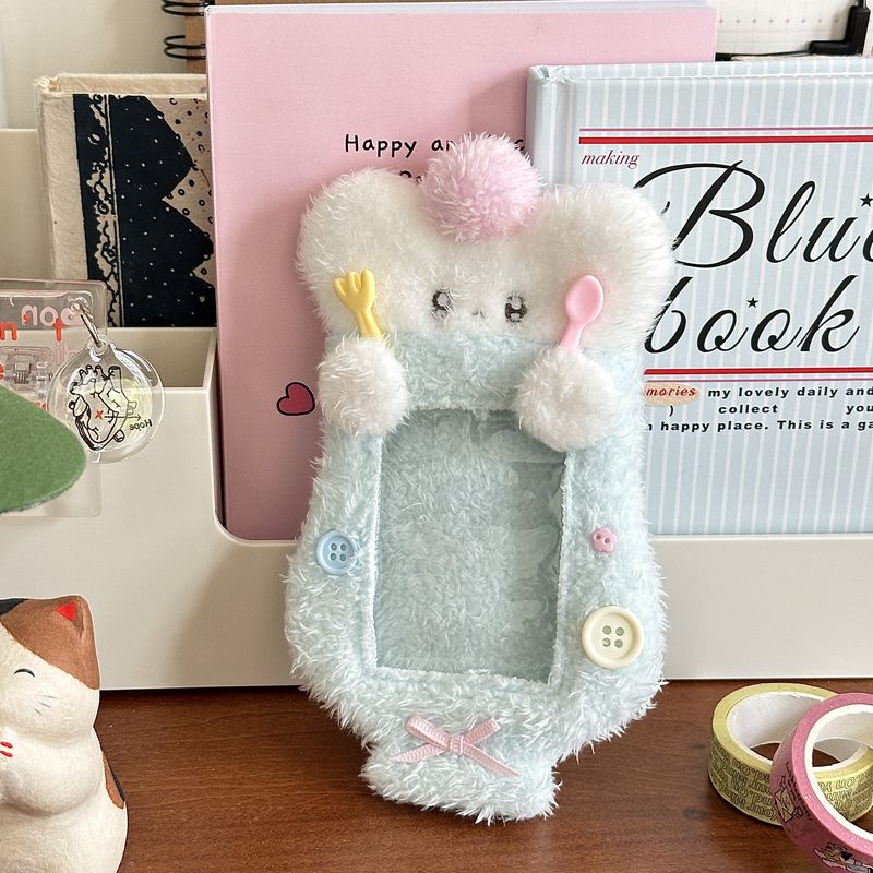 可爱冰沙小狗毛绒卡套3寸一宫格少女心追星拍立得小卡收纳包挂件