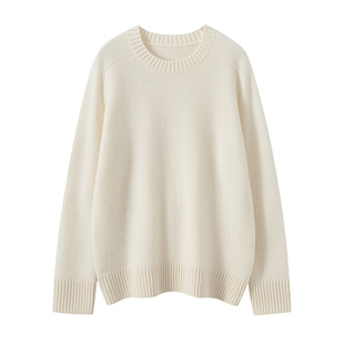 上身超美~双股加厚山羊绒衫圆领马鞍肩宽松百搭针织衫女毛衣打底