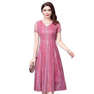 香妮芬贵夫人妈妈连衣裙短袖夏季2025新款气质中年女士台湾纱裙子