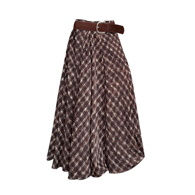 美拉德复古百搭垂感中长半身裙