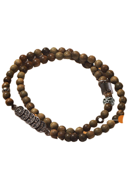 绿檀木设计感双圈手串文艺复古