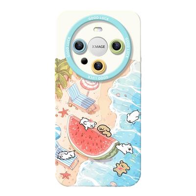 适用华为mate60手机壳x50荣耀200新款nova14海滩小狗p60夏天90pro畅享30硅胶x40防摔magic6软Pura70保护套p70