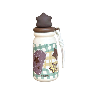 恒度星星保温杯女生便携高颜值不锈钢水杯新款学生大容量吸管杯子