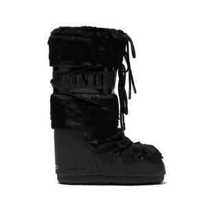 Moon Boot经典款男女同款不分左右黑色ICON人造皮毛高筒雪地靴
