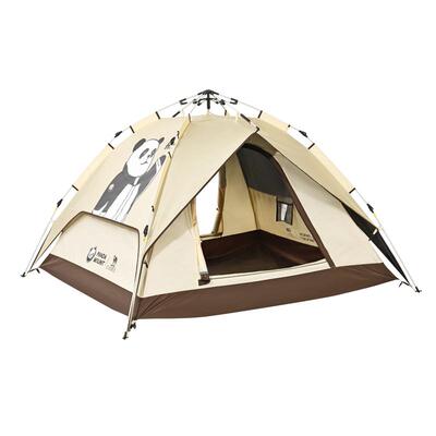 骆驼户外熊猫黑胶帐篷便携式折叠野营露营全套装备遮阳防晒帐篷