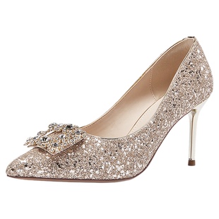 达芙妮高跟鞋女2025新款气质水钻婚鞋新娘鞋秀禾婚纱两穿浅口单鞋