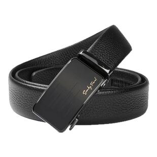 HLA/海澜之家商务大气自动扣皮带光泽牛皮合金扣头压花质感腰带男