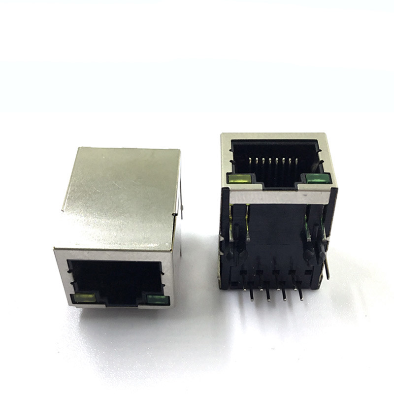 RJ45 长款HR911105A网络连接器110A带灯带屏蔽网口水晶头空母座