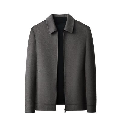 秋冬短款翻领纯羊毛呢夹克