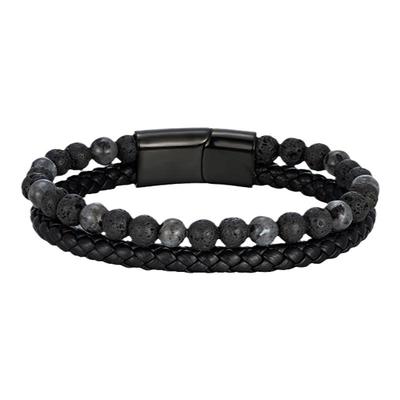 KREAM 火山石/绿松元素 编织皮绳多层叠戴手链男女同款