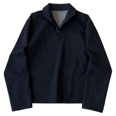 H1c意式*翻领空气层正肩长袖