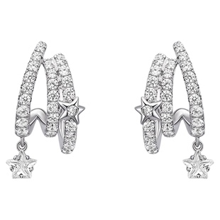 [新品]HEFANG星光飘带何方耳环流星多层耳钉女轻奢流星飘带项链