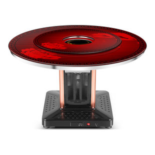 取暖桌家用燃气烤火桌子圆形天然气烤火炉气电两用多功能电暖餐桌