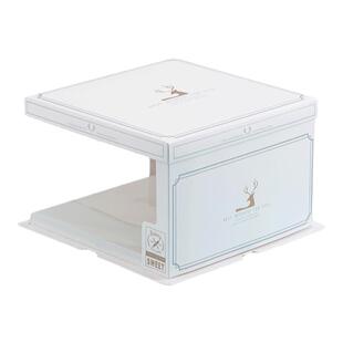 新款生日蛋糕盒半透明6 8 10寸12网红白色小鹿加高方形盒子包装盒