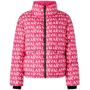 曼德诗短款羽绒服2024冬季新款撞色字母印花90绒立领气质保暖外套