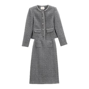 芭依璐2026春装新款时尚套秋气质短款外套小香风半身裙子两件套女